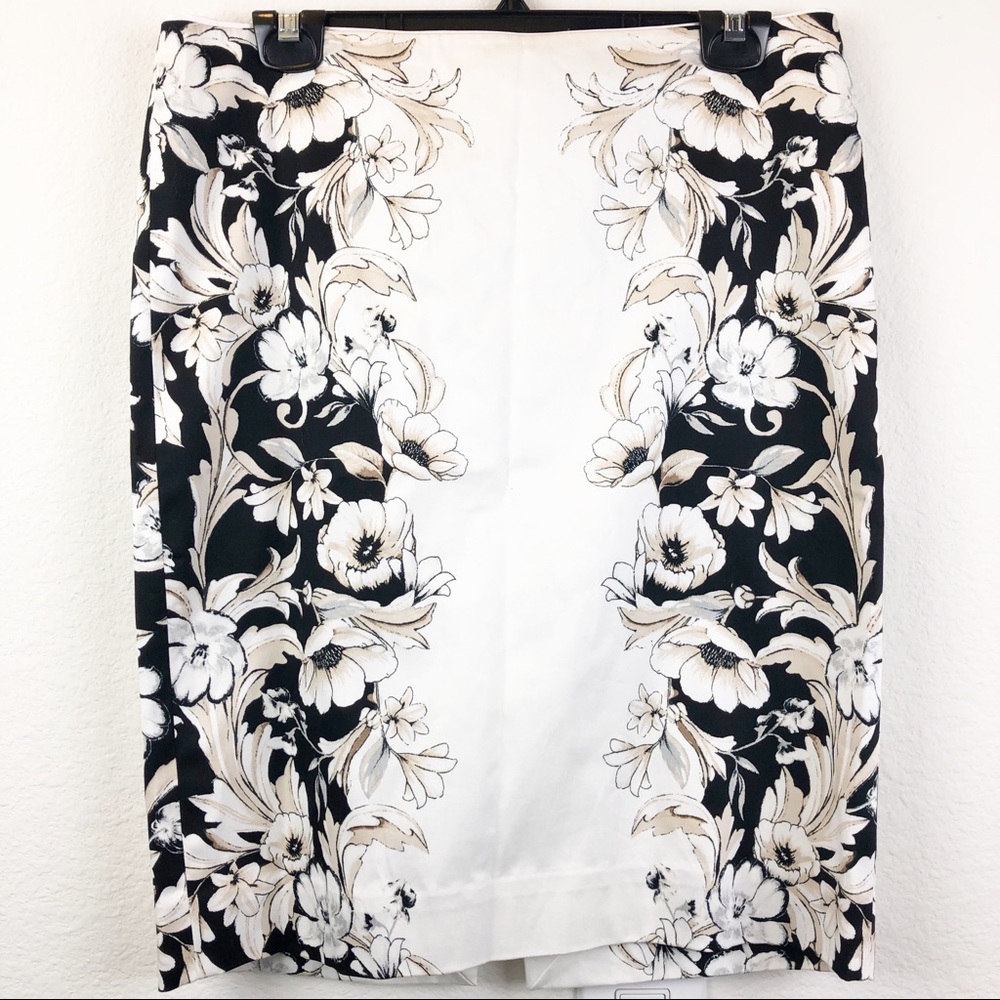 WHBM Neutral Floral Pencil Skirt